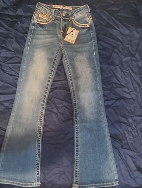 Girls Western Blue Jeans Size 8 Boot Cut